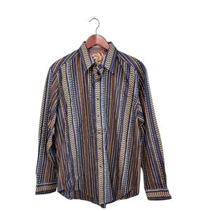 Robert Graham Jungle Mayan Embroidered Mens Button Front Shirt‎ Size medium